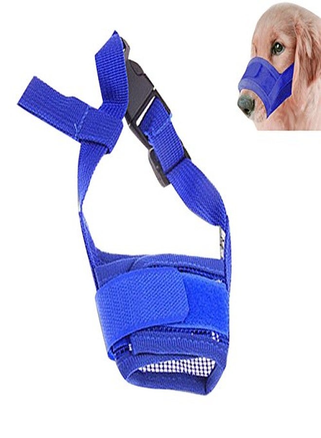 Futaba Blue Nylon Adjustable Anti Bark Mesh Soft Mouth Muzzle for Dogs -XL - Image 1